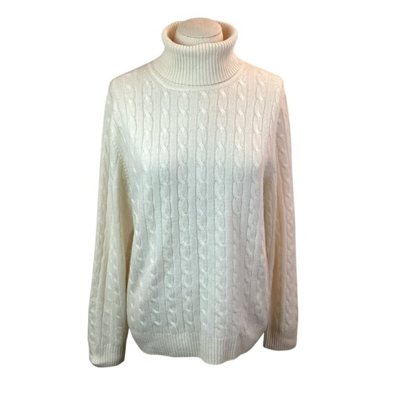 Vertical Design 2-Ply Cashmere Cable Knit Womens XL Turtleneck Sweater - Picture 3 of 12